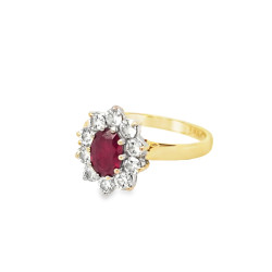 Pre Owned 18ct Ruby and Diamond Cluster Ring ZU902